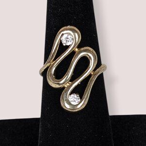 (2/$20) V. Rhinestone Accent Swirl Ring